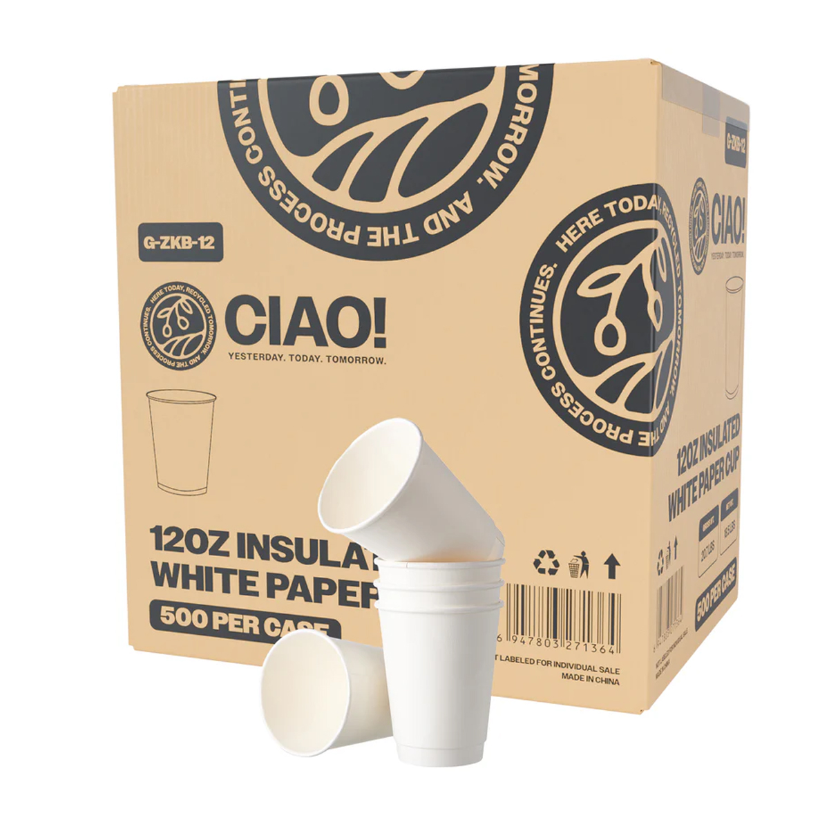 12oz Double Wall White Paper Hot Cup