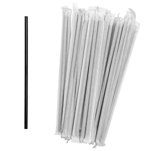 CIAO! 7.75" Jumbo Black Straws (5.9mm Diameter) Paper-Wrapped 6,000/case