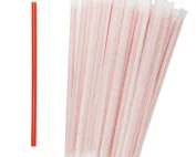CIAO! 8.5" Red Plastic Giant Straw .3"(7.7mm) outside diameter Paper Wrapped for Smoothies, Slushies and Sodas
