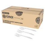 CIAO! Medium Weight Disposable White Fork (Case of 1,000)