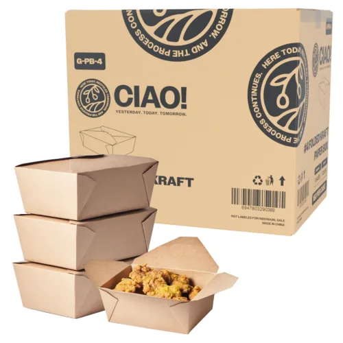 CIAO! Kraft Take Out Microwavable Food Containers, #4 110 oz (160/case)