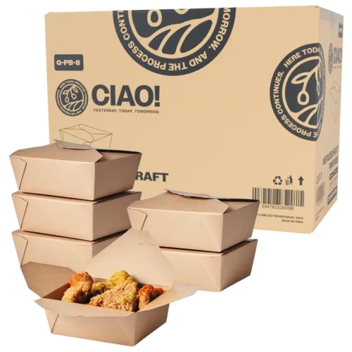 CIAO! Kraft Take Out Microwavable Food Containers, #8 48 oz (300/case)