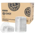 CIAO! Ultra Clear PET Flat Lid with Straw Slot - Fits Brand 32 oz PET Cups Only, 107mm (Case of 300)