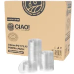 CIAO! PET Flat Lid with Straw Slot, Designed and Fit for 9 oz/12 oz Brand PET Cold Drink Cups Only, 92mm (Case of 1,000)