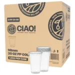 CIAO! 20 oz PP Plastic Cold Drink Cup, Great for Smoothies, Iced Coffee, Boba and Cold Drinks, 98mm (Case of 1,000)