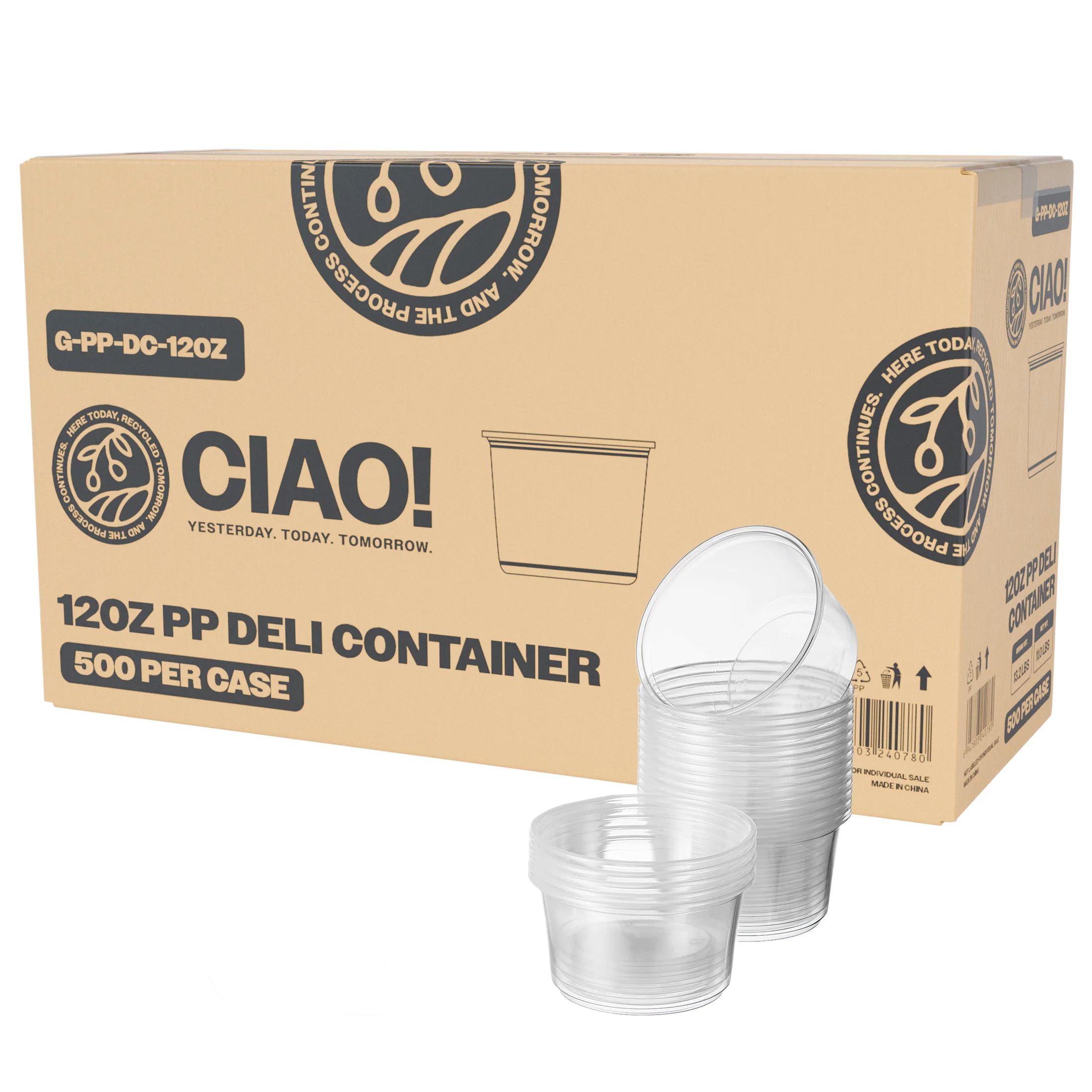 CIAO! 12OZ Polypropylene Clear Deli Containers (Case of 500)