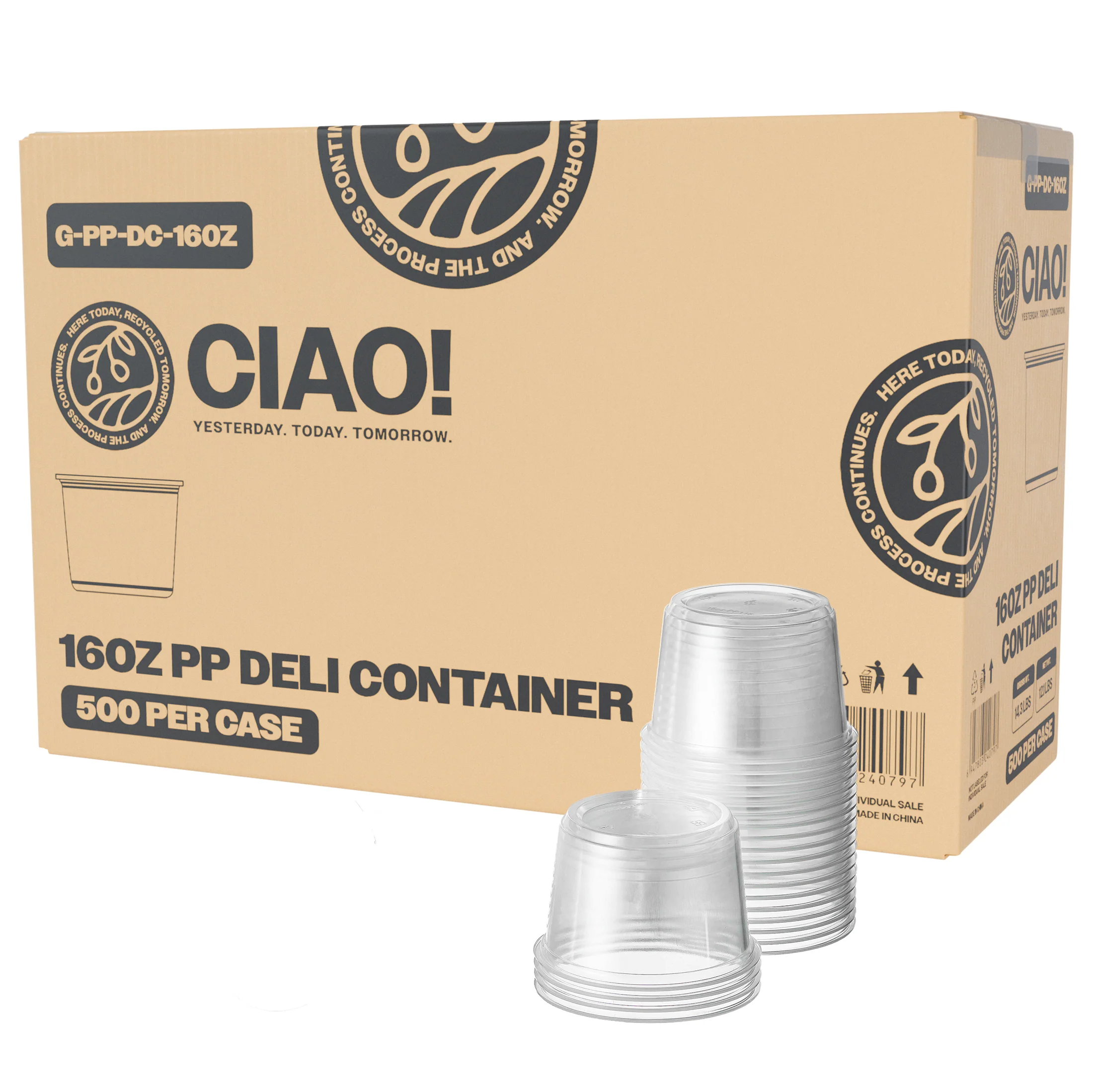 CIAO! 16OZ Polypropylene Clear Deli Container (Case of 500)