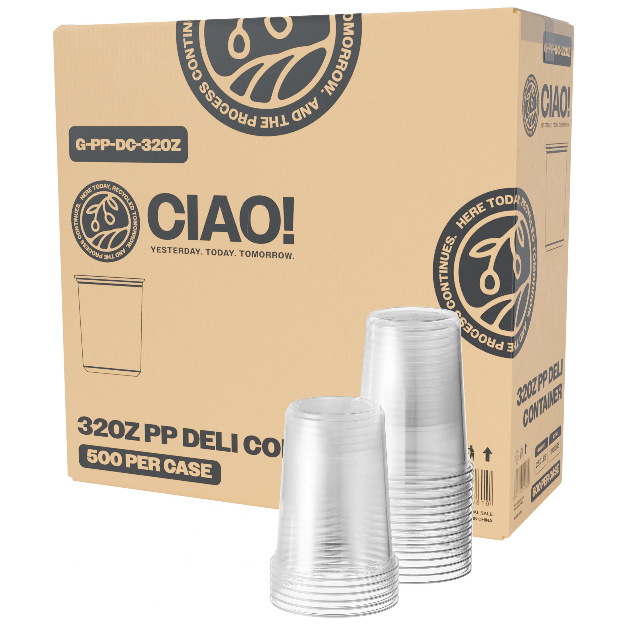 CIAO! 32OZ Polypropylene Clear Deli Containers (Case of 500)
