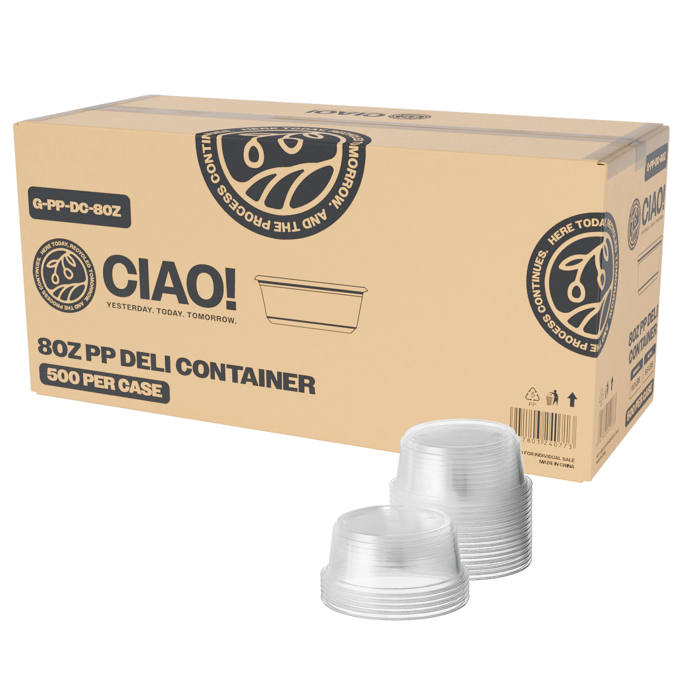 CIAO! 8OZ Polypropylene Clear Deli Containers (Case of 500)