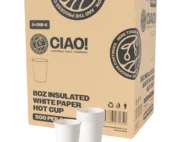 CIAO! 8 oz Insulated Double Wall Paper Hot Cup, White, 500 Count
