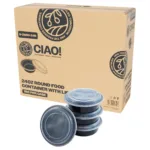 CIAO! Heavy Weight 24 oz Injection Molded Microwavable Black Round Food Container with Lid (150/case)