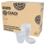 CIAO! 24 oz PP Injection Molded Soup-Deli Container with LLDPE Lid, Microwavable and BPA Free (240/240 combo pack)