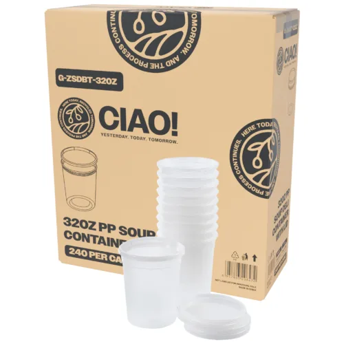 CIAO! 32OZ Injection Molded Soup-Deli Container with Lid (240/240 combo pack)