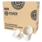 CIAO! 16 oz Disposable White Paper Food Container, 115mm Diameter, Lids Sold Separately (500/case)