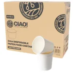 CIAO! 24 oz Disposable White Paper Food Container, 115mm Diameter, Lids Sold Separately (500/case)