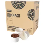 CIAO! 8 oz Disposable White Paper Food Container, 90mm Diameter, Lids Sold Separately (1000/case)