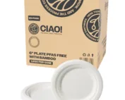 CIAO! 6" Heavy Duty White Plate 100% Compostable Ecofriendly PFAS Free Unbleached Bagasse Natural White (Pack of 1,000)