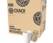 CIAO! 10oz White Paper Hot Cup, Disposable, 90mm Diameter 1,000 Count