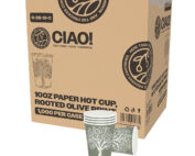 CIAO! 10oz Paper Hot Cup, Rooted Olive Print, (Case of 1,000)