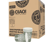CIAO! 12oz Paper Hot Cup, Rooted Olive Print, (Case of 1,000)