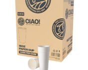 CIAO! 16oz White Paper Hot Cup, Disposable, 90mm Diameter 1,000 Count