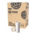 CIAO! 20oz White Paper Hot Cup, Disposable, 90mm Diameter 600 Count