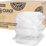 CIAO! 9"x9"x3" 1 Compartment PP Plastic Clear Hinged Container for Take Out (Case of 150)