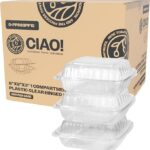 CIAO! 8"x8"x3" 1 Compartment PP Plastic Clear Hinged Container for Take Out (Case of 200)