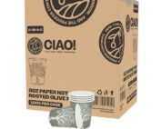 CIAO! 8oz Paper Hot Cup, Rooted Olive Print, (Case of 1,000)