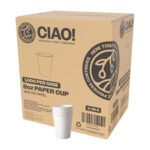 CIAO! 8oz White Paper Hot Cup, Disposable, 80mm Diameter 1,000 Count