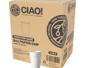 CIAO! 8oz White Paper Hot Cup, Disposable, 80mm Diameter 1,000 Count