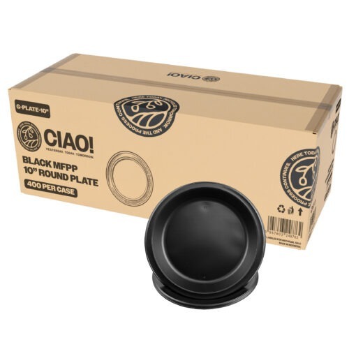 9 and 10 inch round MFPP lightweight plates - BPA Free, PFAS Free, heavy duty available in black and white
