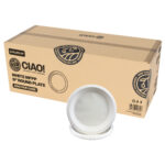 CIAO! 9" White Heavy Weight Plastic Plate (Case of 400)