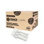 CIAO! 6.14" White Soupspoon Heavy Weight Polypropylene Individually Wrapped (Case of 1,000)