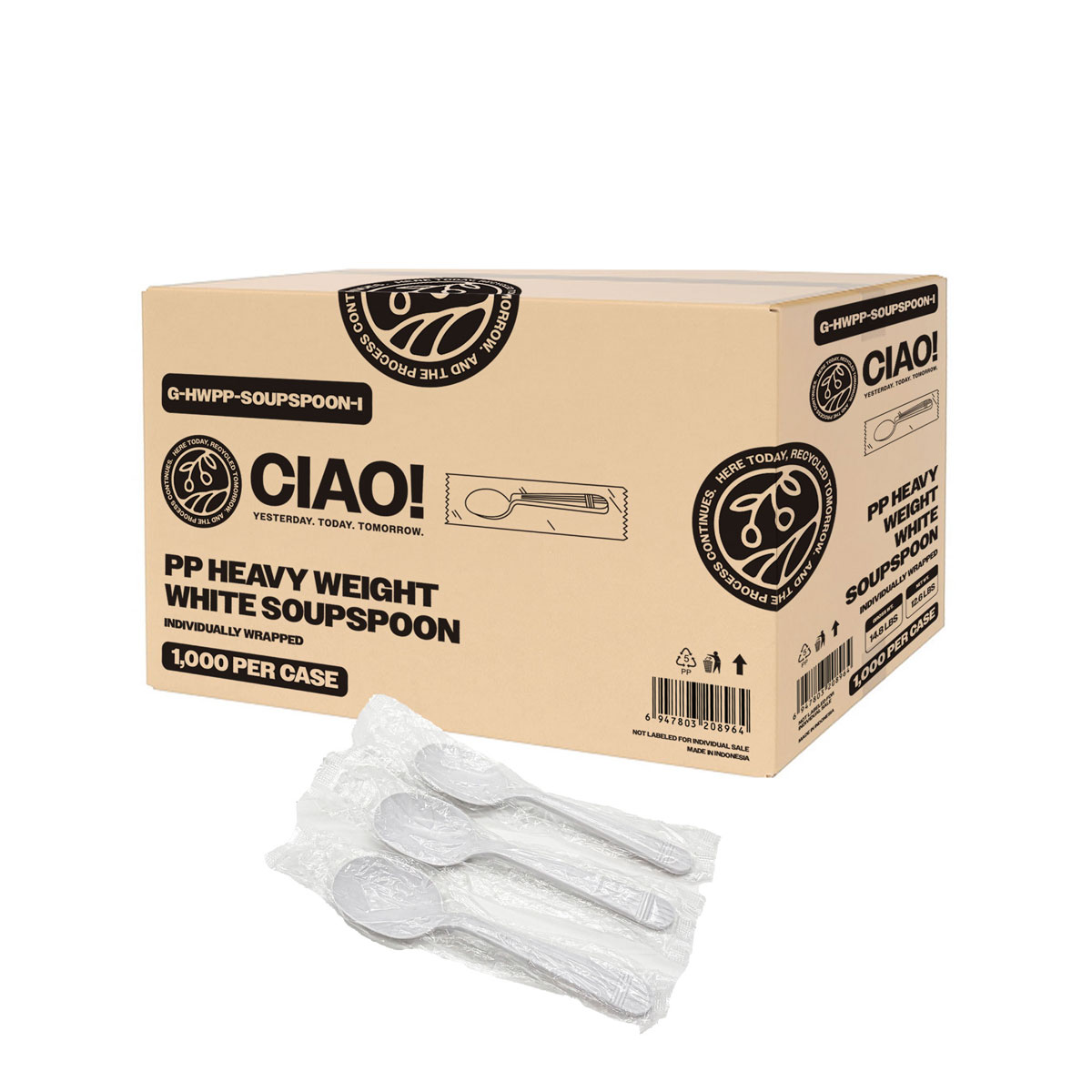 Heavy Weight White Polypropylene Soupspoon