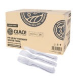CIAO! 7.3" White Fork Heavy Weight Polypropylene Individually Wrapped (Case of 1,000)
