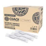 CIAO! 7.3" White Teaspoon Heavy Weight Polypropylene Individually Wrapped (Case of 1,000)