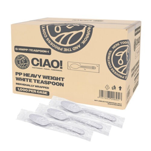 Heavy Weight White Polypropylene Teaspoon