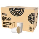 CIAO! 10oz White Paper Hot Cup, Disposable, 90mm Diameter 500 Count