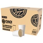CIAO! 8oz White Paper Hot Cup, Disposable, 80mm Diameter 500 Count