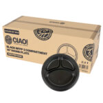 CIAO! 10" MFPP 3 Compartment Heavy Weight Plastic Plate Black (Case of 400)