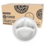 CIAO! 9" MFPP 3 Compartment Heavy Weight Plastic Plate White (Case of 400)