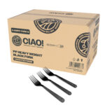 CIAO! Heavy Duty Black Polypropylene Disposable Forks, Foodservice Bulk Pack – 1,000 Count
