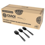 CIAO! Heavy Duty Black Polypropylene Disposable Soup Spoons, Foodservice Bulk Pack – 1,000 Count