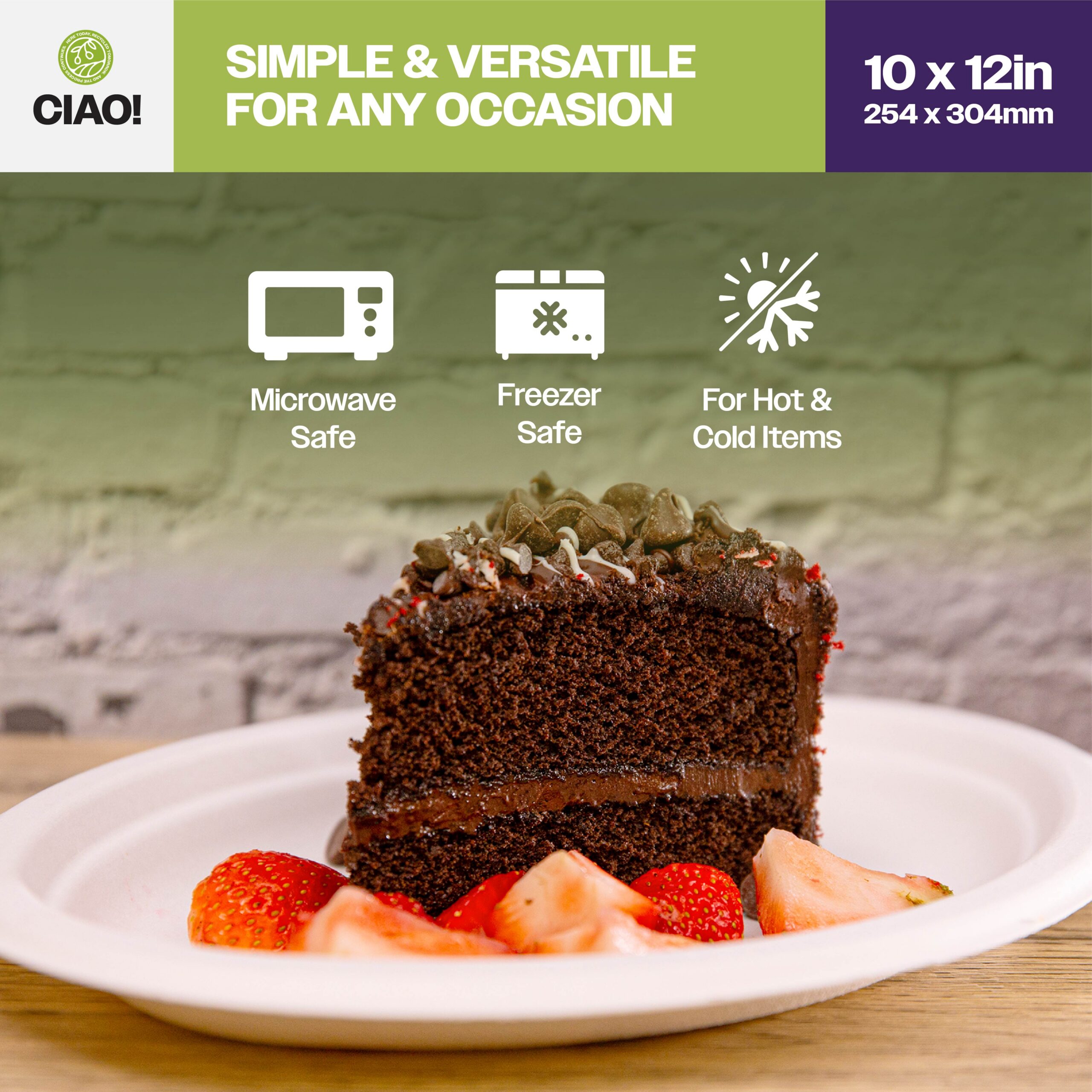 CIAO! 10"X12" Heavy Duty Oval Plate 100% Compostable PFAS Free Unbleached Bagasse Natural White (Pack of 500) - Image 7