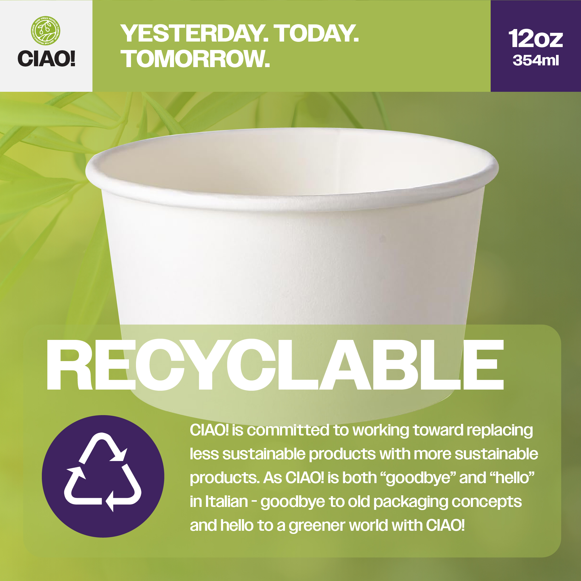 CIAO! 12 oz Disposable White Paper Food Container, 115mm Diameter, Lids Sold Separately (500/case) - Image 4
