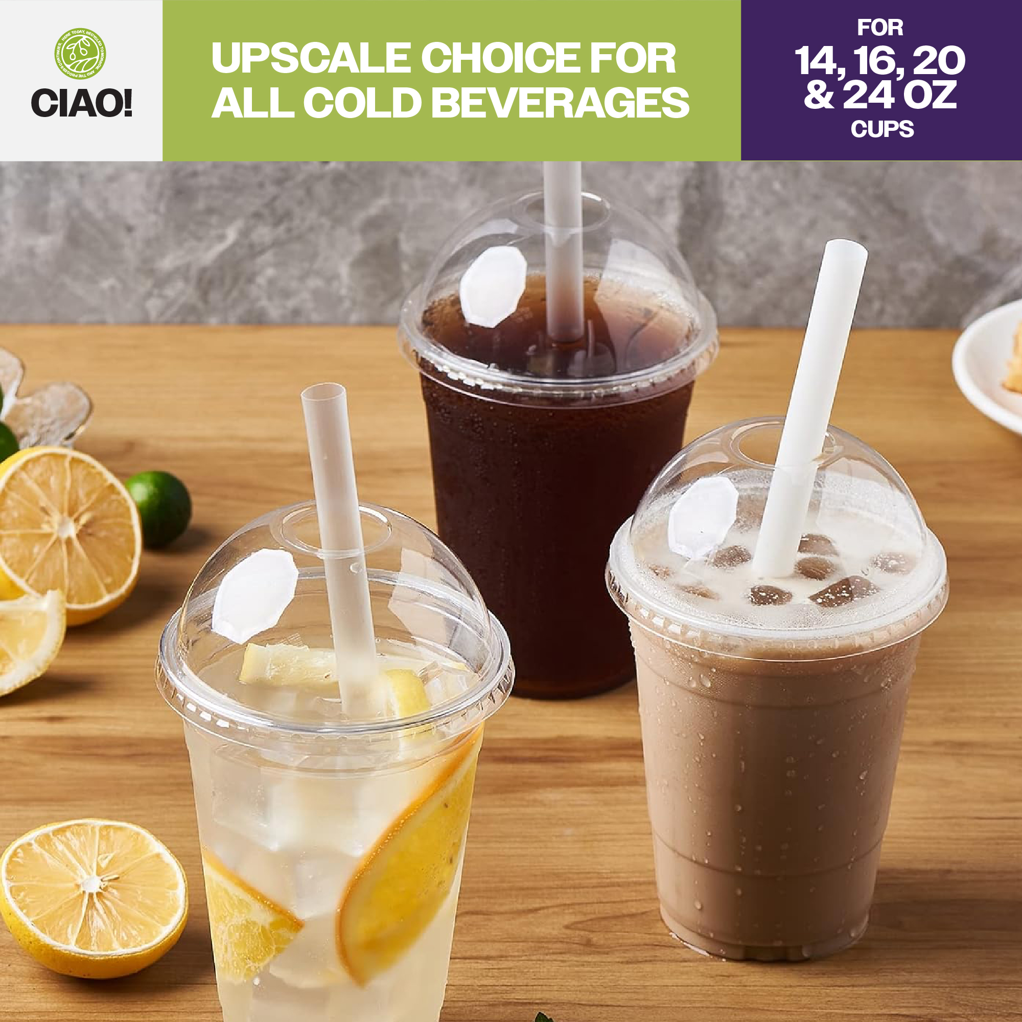 CIAO! PET Dome Lid with Straw Slot, Designed and Fit for 14 oz/16 oz/20 oz/24 oz Brand PET Cold Drink Cups Only, 98mm (Case of 1,000) - Image 5