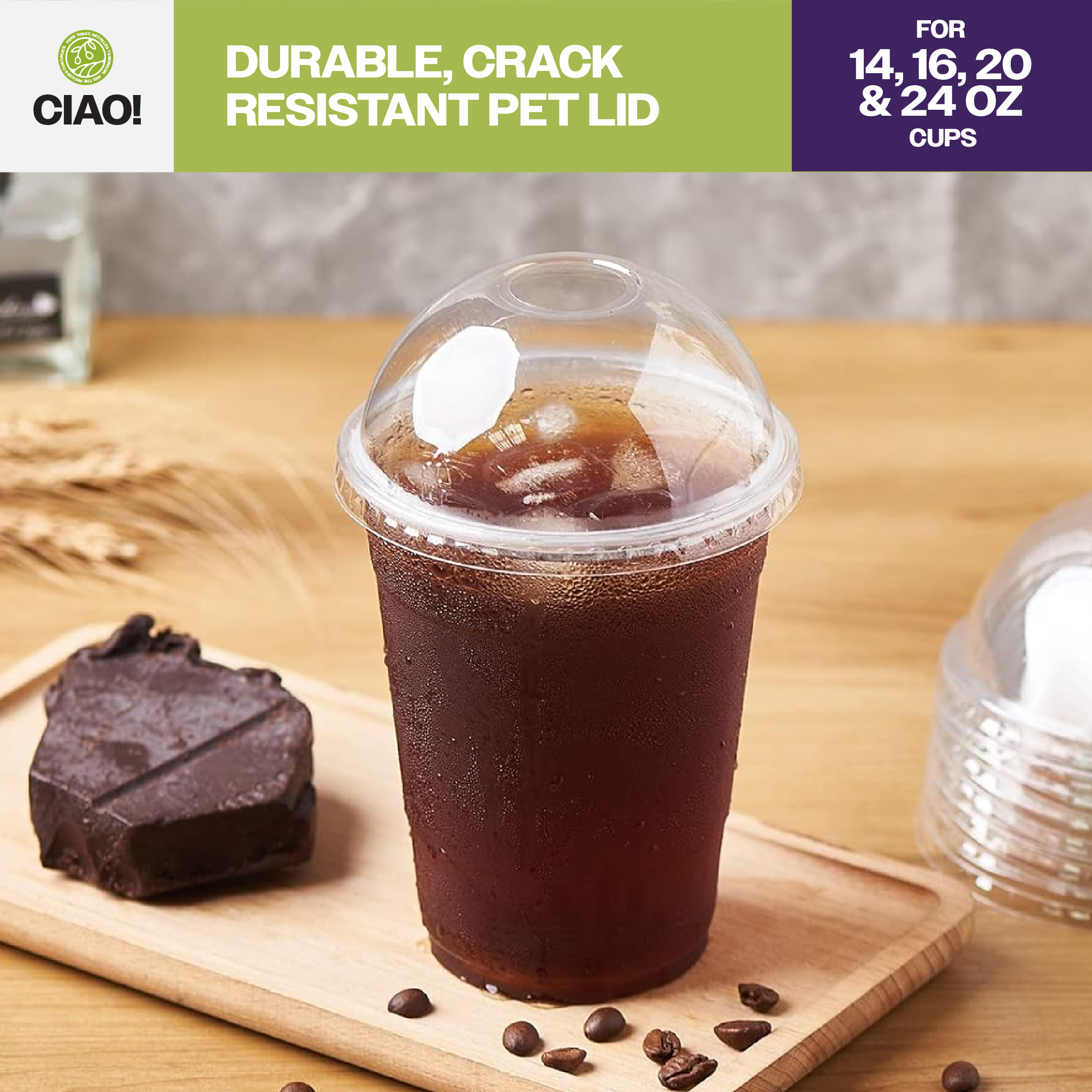CIAO! PET Dome Lid with Straw Slot, Designed and Fit for 14 oz/16 oz/20 oz/24 oz Brand PET Cold Drink Cups Only, 98mm (Case of 1,000) - Image 6
