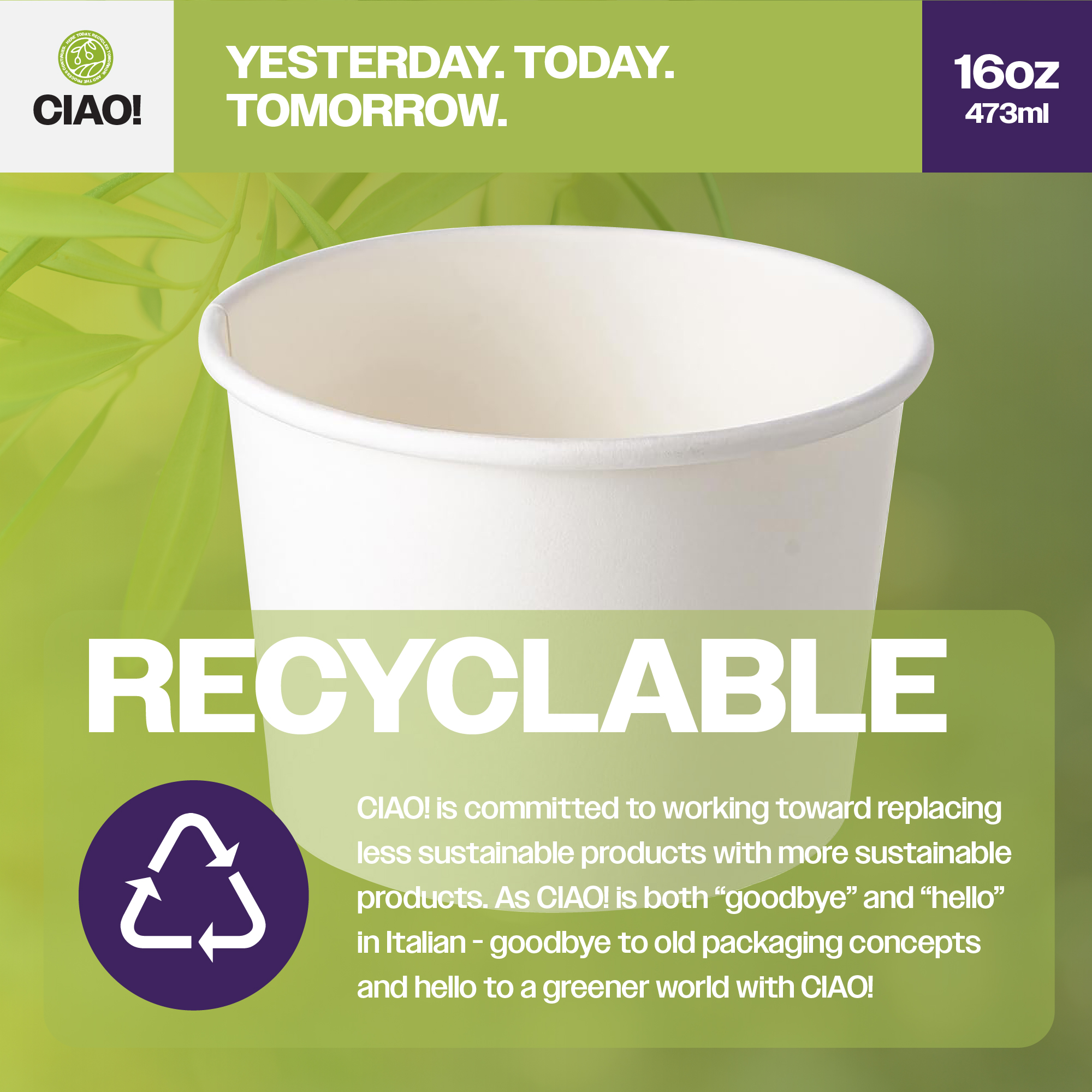 CIAO! 16 oz Disposable White Paper Food Container, 115mm Diameter, Lids Sold Separately (500/case) - Image 4
