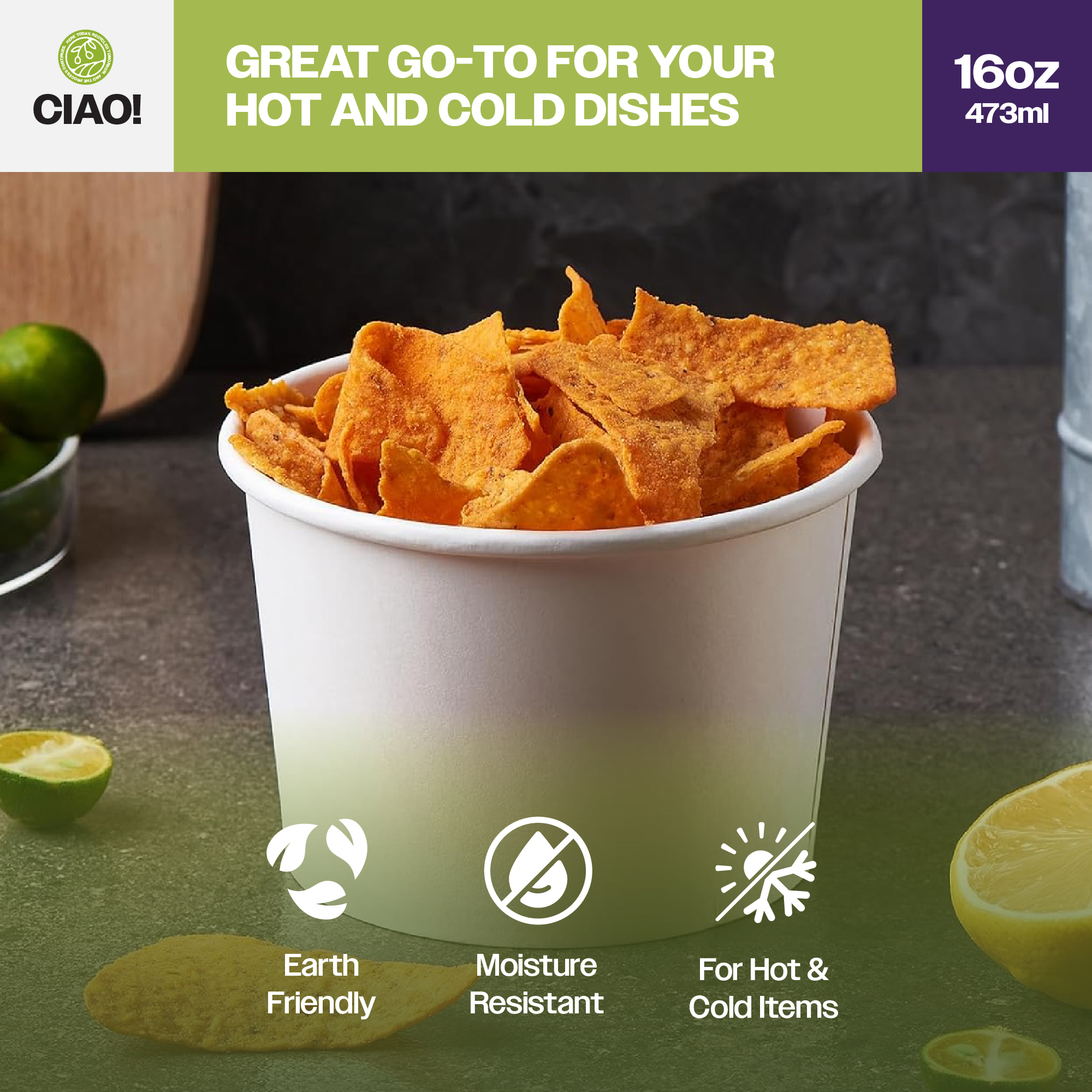 CIAO! 16 oz Disposable White Paper Food Container, 115mm Diameter, Lids Sold Separately (500/case) - Image 7